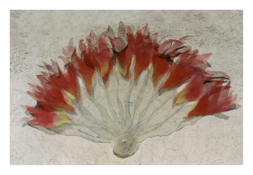 Los sofocos. Plástico transparente, tela metálica pintada, rotulador y fotografía. 220x110 cm. 1998
