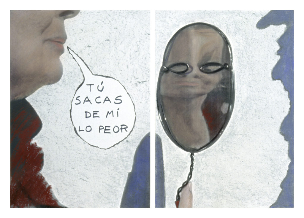 Los desastres del amor. Figura 24. Infografía, pastel y grafito sobre papel. 46x64,5 cm. 2005